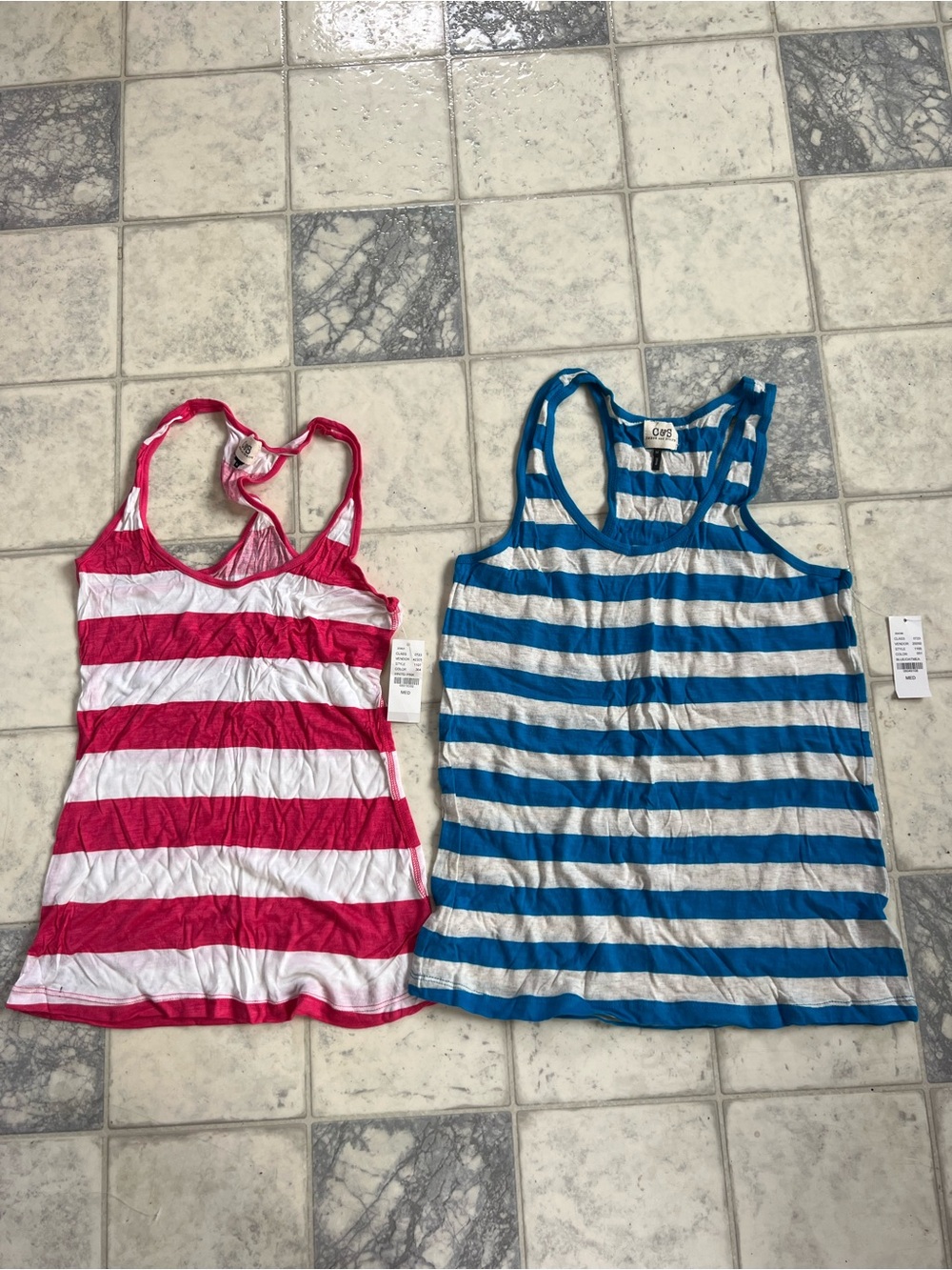 Striped Racerback Tank Top - Blue White